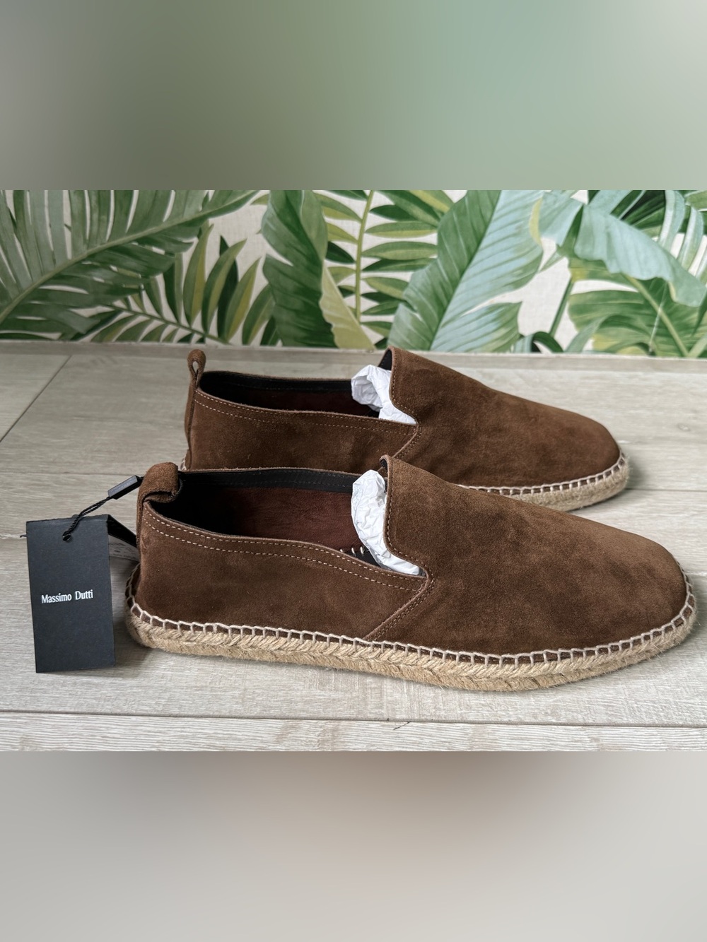 Massimo Dutti Brown Suede Slip-On Espadrilles